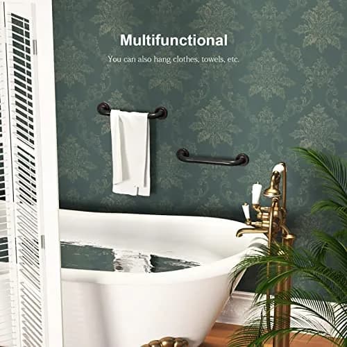 ZUEXT 12 Inch Oil Rubbed Black Bronze Shower Grab Bar | Anti Slip, Support up to 500 lbs thumbnail 6