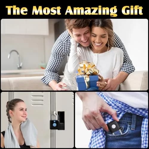 Pothunder Fingerprint Padlock Black | Smart APP Unlock, USB Rechargeable Locker Lock for Gym Doors thumbnail 8