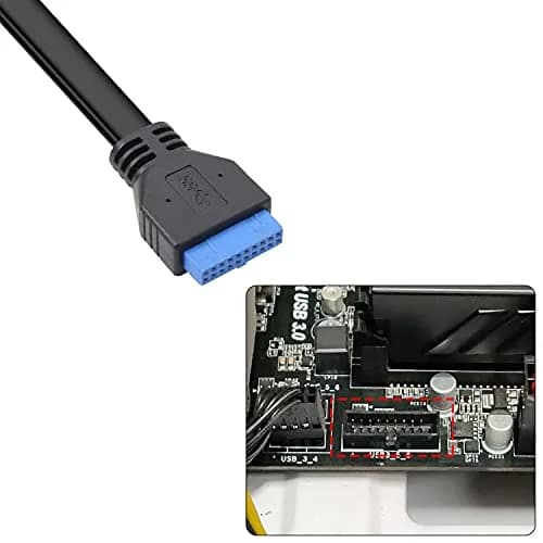 XMSJSIY USB 3.0 Front Panel Cable 19/20pin | Dual USB-A Ports for Motherboard thumbnail 2