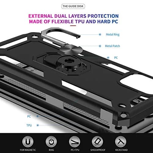 LeYi for Moto G Stylus 2021 Case 4G | Heavy Duty Shockproof & Stand Black thumbnail 5