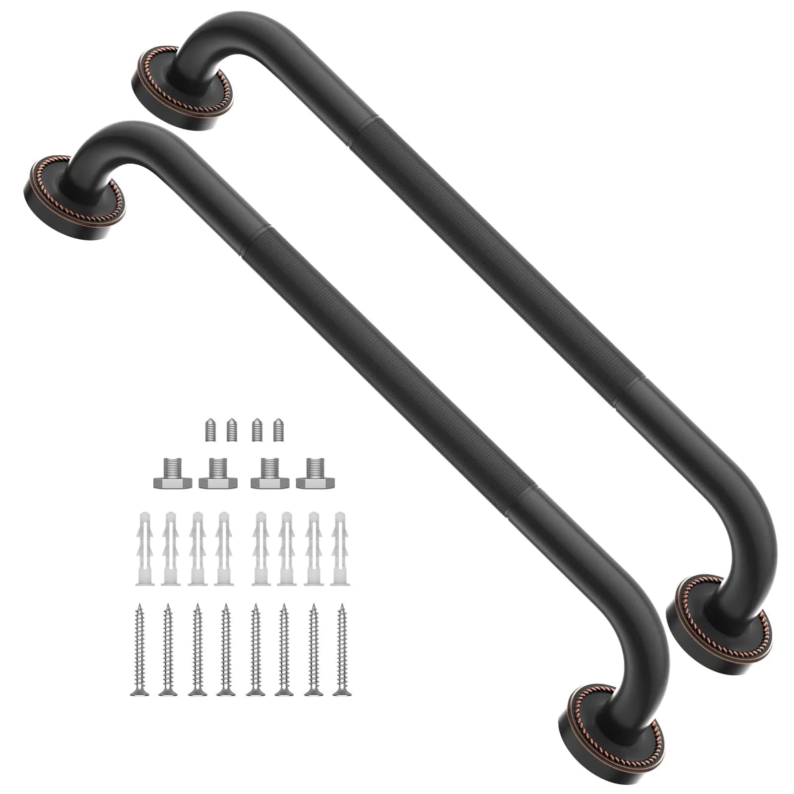 ZUEXT 12 Inch Oil Rubbed Black Bronze Shower Grab Bar | Anti Slip, Support up to 500 lbs — Black
