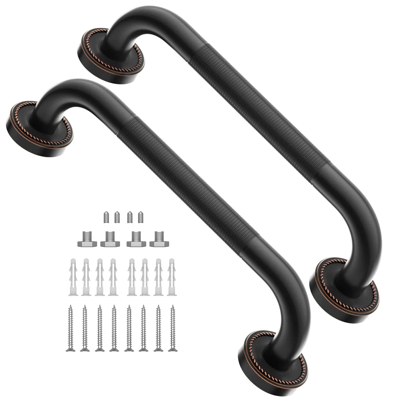 ZUEXT 12 Inch Oil Rubbed Black Bronze Shower Grab Bar | Anti Slip, Support up to 500 lbs — Black / 12IN-2P