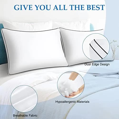 DolceLuna King Size Pillows Set of 2 | Hotel Luxury Support & Comfort thumbnail 2