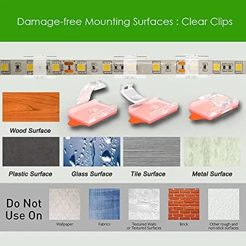 ATB- LED Strip Light Mounting Brackets 100 Pack | Dual Installation for 8-10mm Width Strips thumbnail 8