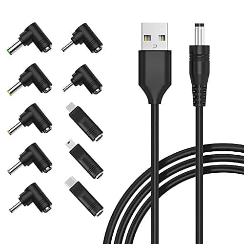 Belker 5V USB to DC Power Cable 1.5m (5ft) with 10 Universal Tips | 5V DC Power Cable for Routers, LED Lights, Speakers thumbnail 1