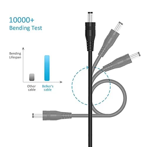 Belker 5V USB to DC Power Cable 1.5m (5ft) with 10 Universal Tips | 5V DC Power Cable for Routers, LED Lights, Speakers thumbnail 5