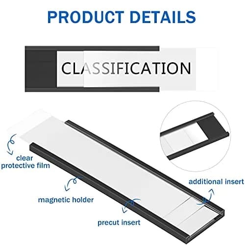 Outus 100 Pcs Magnetic Label Holders for Metal Racks & Shelves | Reusable, Durable, Easy Labeling thumbnail 3
