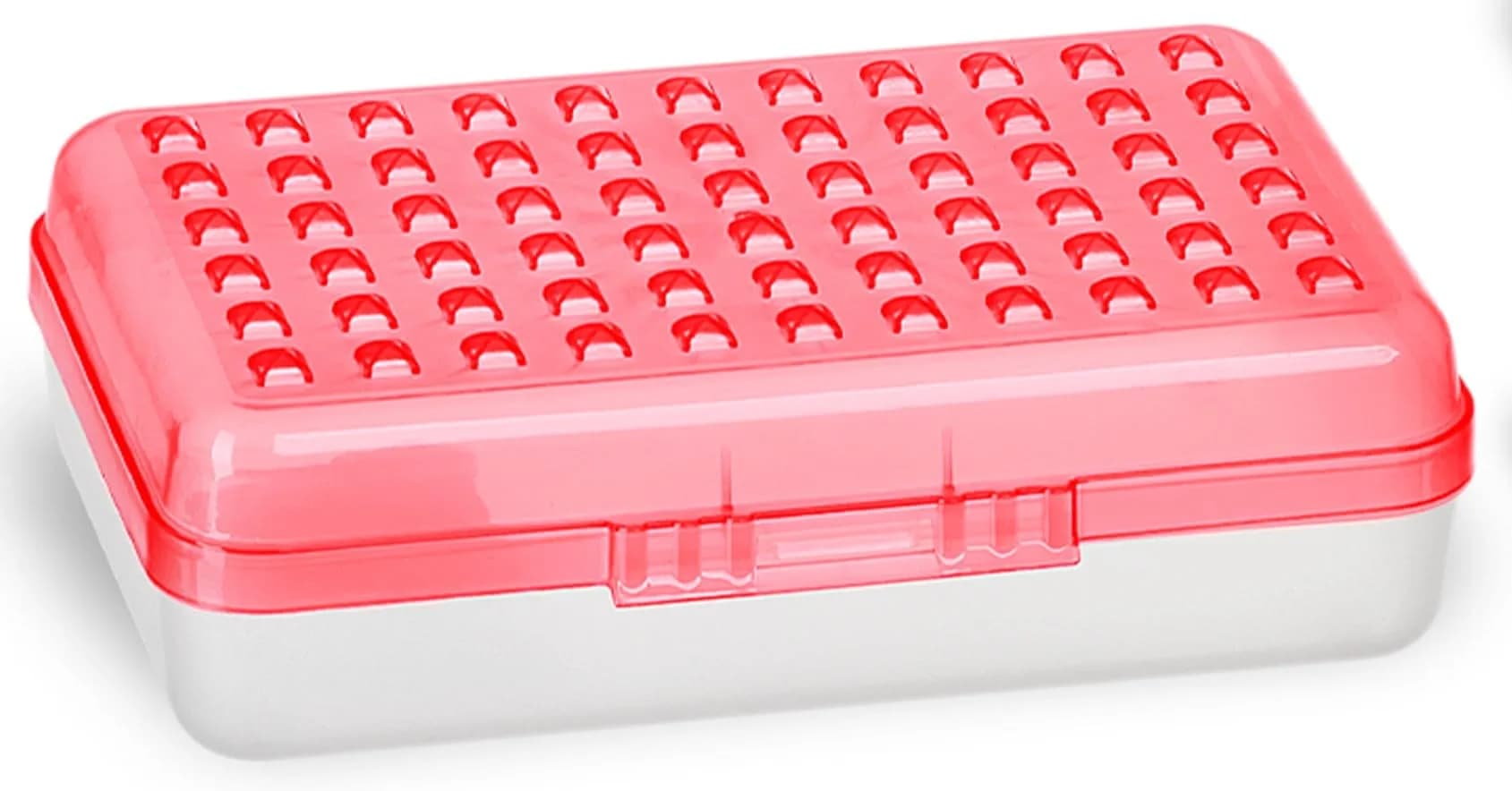 Enday Red Plastic Pencil Box with Small Dots Design, 22 cm (8.75" x 5.25" x 2.5") | Stackable Organizer for Students & Adults