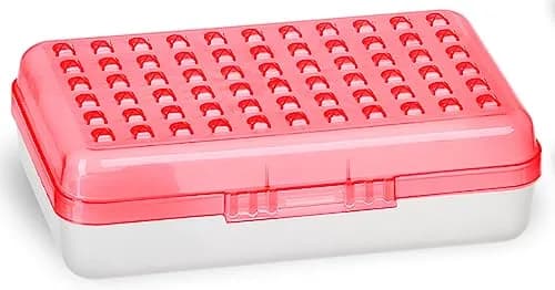 Enday Red Plastic Pencil Box with Small Dots Design, 22 cm (8.75" x 5.25" x 2.5") | Stackable Organizer for Students & Adults thumbnail 1