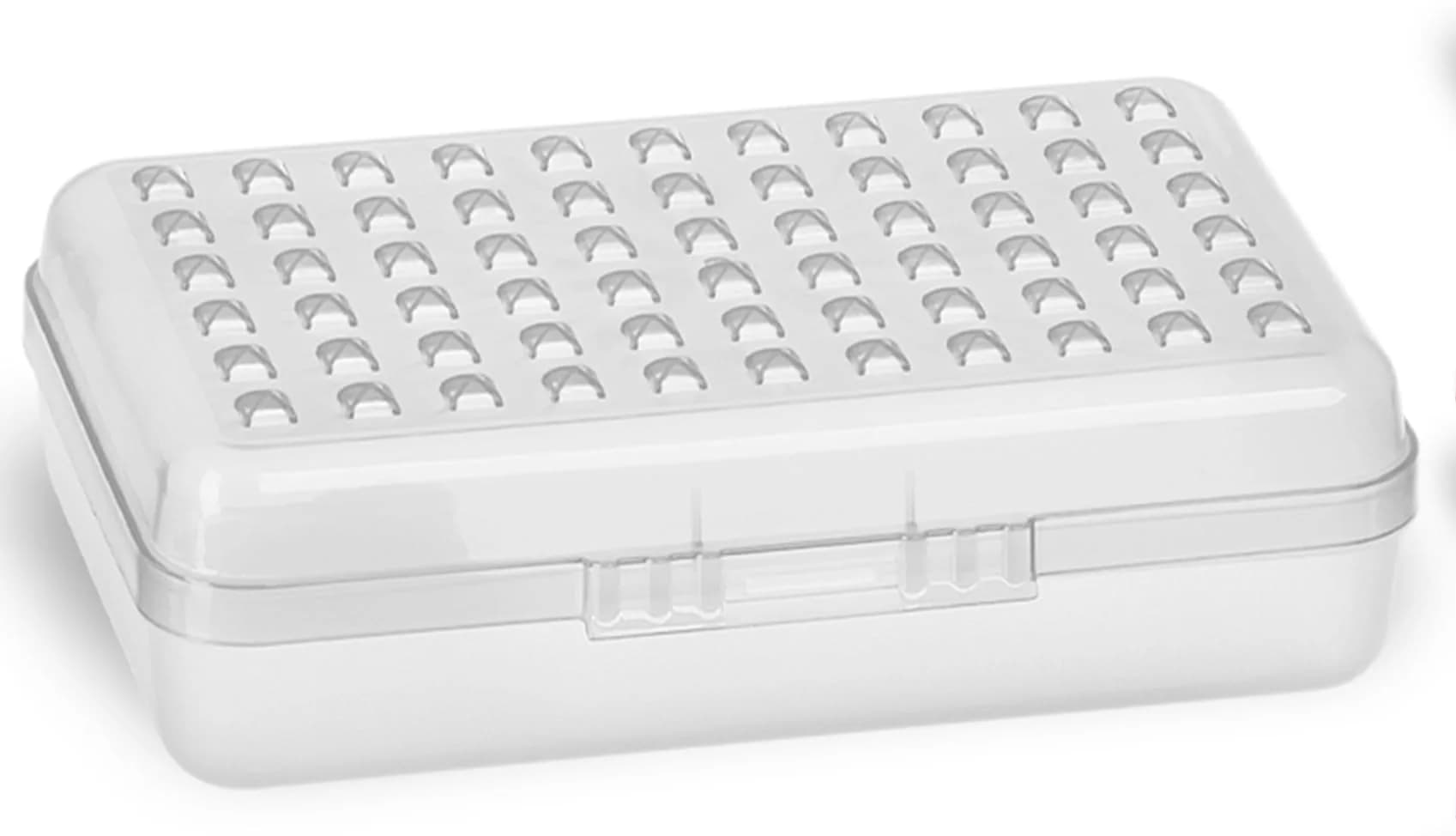 Enday Stackable Pencil Box Blue, Plastic Small Dots Pencil Case 20.9cm (8.25") | Organizer with Snap Closure for Kids & Adults — Grey