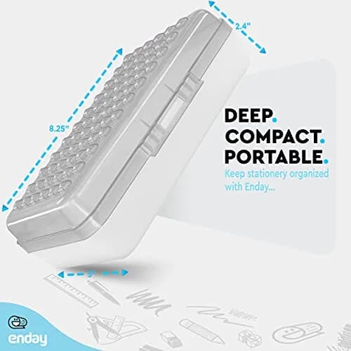 Enday Stackable Pencil Box Grey, Plastic Small Dots Pencil Case 20.9cm (8.25") | Organizer for Kids & Adults thumbnail 5