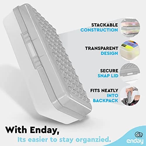 Enday Stackable Pencil Box Grey, Plastic Small Dots Pencil Case 20.9cm (8.25") | Organizer for Kids & Adults thumbnail 3