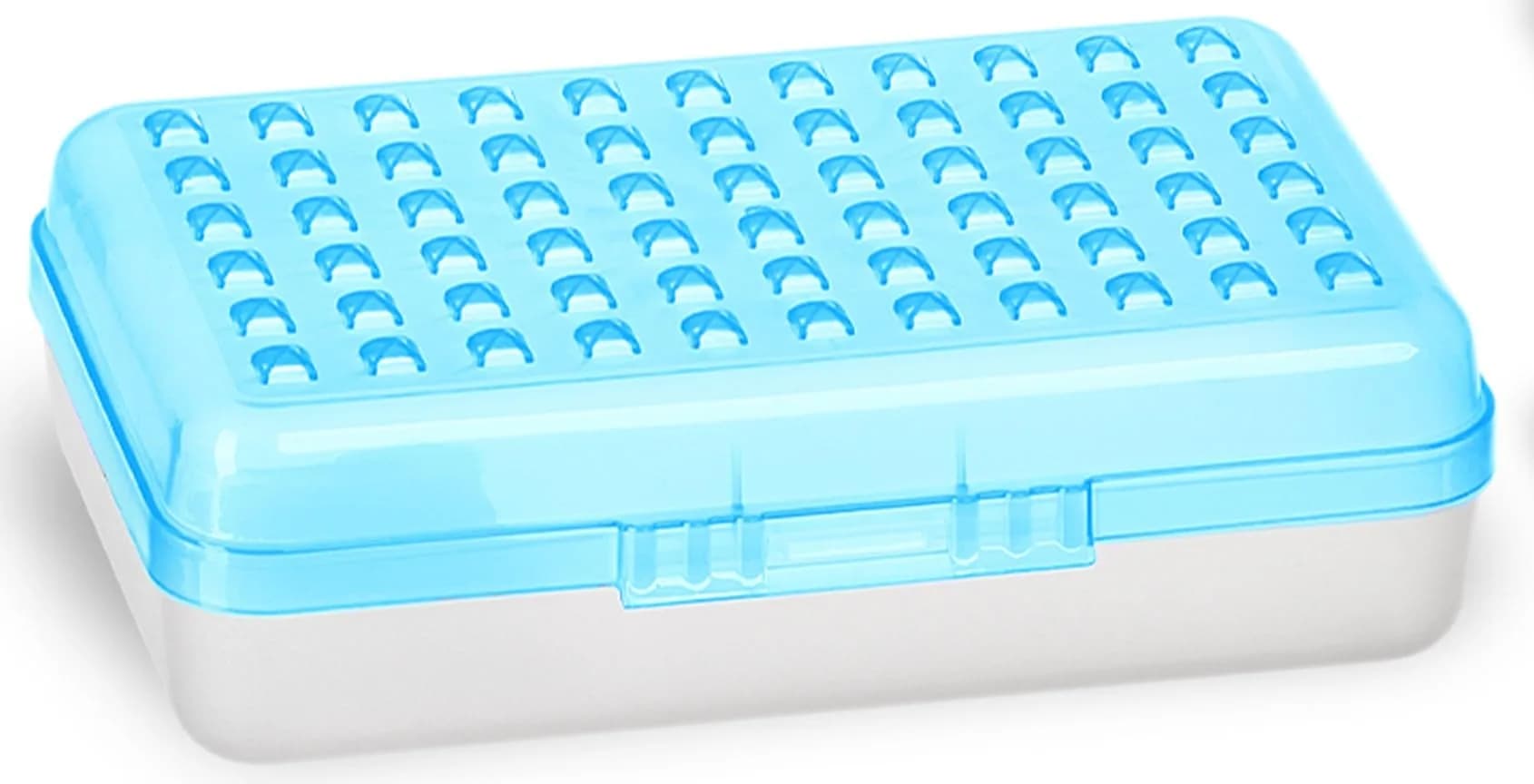 Enday Stackable Pencil Box Blue, Plastic Small Dots Pencil Case 20.9cm (8.25") | Organizer with Snap Closure for Kids & Adults - main product image