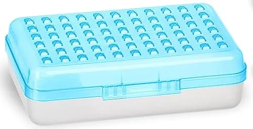Enday Stackable Pencil Box Blue, Plastic Small Dots Pencil Case 20.9cm (8.25") | Organizer with Snap Closure for Kids & Adults thumbnail 1