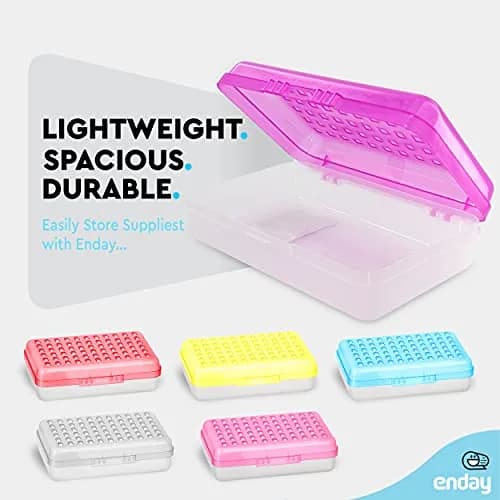 Enday Stackable Pencil Box Purple, Plastic Small Dots Pencil Case 21.5cm (8.25") | Organizer with Snap Closure for Kids & Adults thumbnail 4