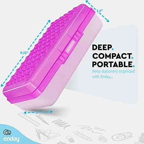 Enday Stackable Pencil Box Purple, Plastic Small Dots Pencil Case 21.5cm (8.25") | Organizer with Snap Closure for Kids & Adults thumbnail 5