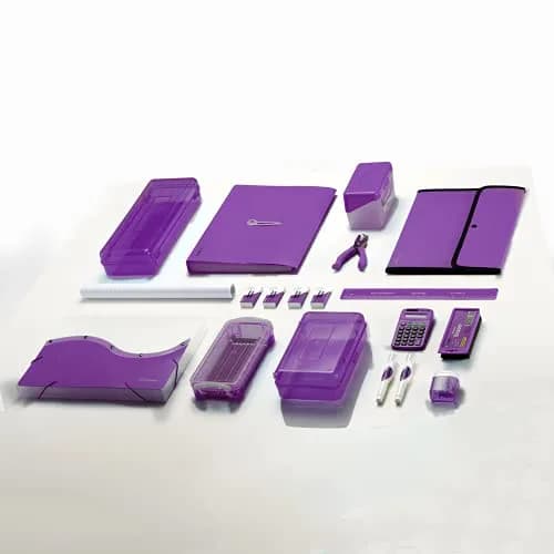 Enday Stackable Pencil Box Purple, Plastic Small Dots Pencil Case 21.5cm (8.25") | Organizer with Snap Closure for Kids & Adults thumbnail 7