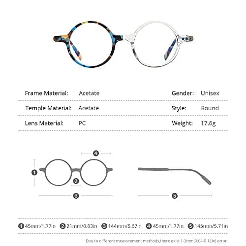 HEPIDEM Acetate Vintage Round Optical Glasses Frame 46mm (1.81in) | Unisex Fashion Eyewear thumbnail 3