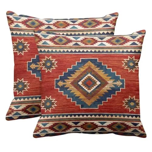 Britimes Throw Pillow Covers Set of 2, 18 x 18 Inch | Geometric Aztec Velvet Decor thumbnail 1
