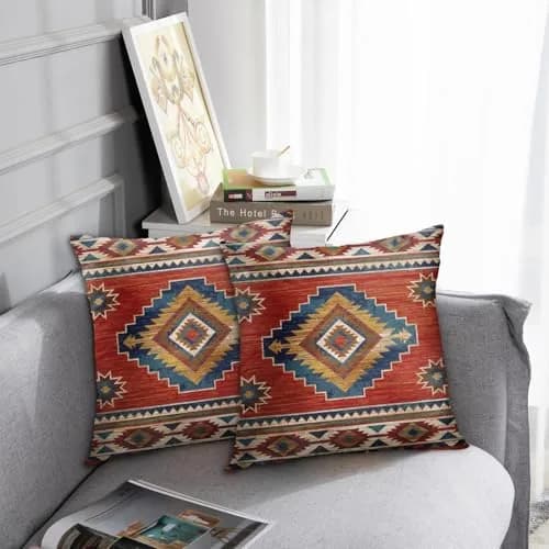 Britimes Throw Pillow Covers Set of 2, 18 x 18 Inch | Geometric Aztec Velvet Decor thumbnail 5