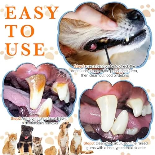 Hotop Dog Tooth Scaler Scraper Dental Tool Stainless Steel,Black | Pet Dental Care for Dogs thumbnail 3