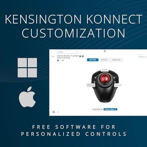 Kensington Orbit Wireless Trackball with Scroll Ring - Black-Red (K70990WW) | 18.8cm x 14.2cm x 8.9cm thumbnail 5