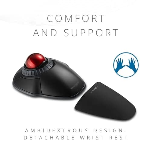 Kensington Orbit Wireless Trackball with Scroll Ring - Black-Red (K70990WW) | 18.8cm x 14.2cm x 8.9cm thumbnail 6