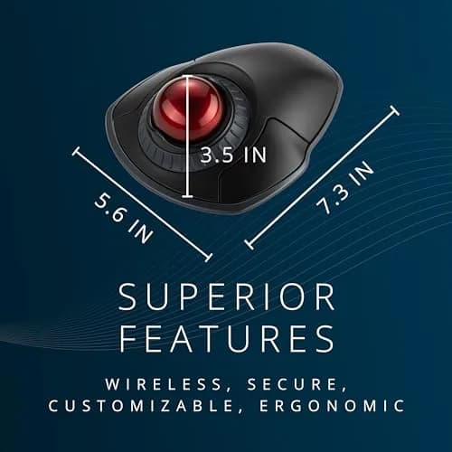 Kensington Orbit Wireless Trackball with Scroll Ring - Black-Red (K70990WW) | 18.8cm x 14.2cm x 8.9cm thumbnail 7