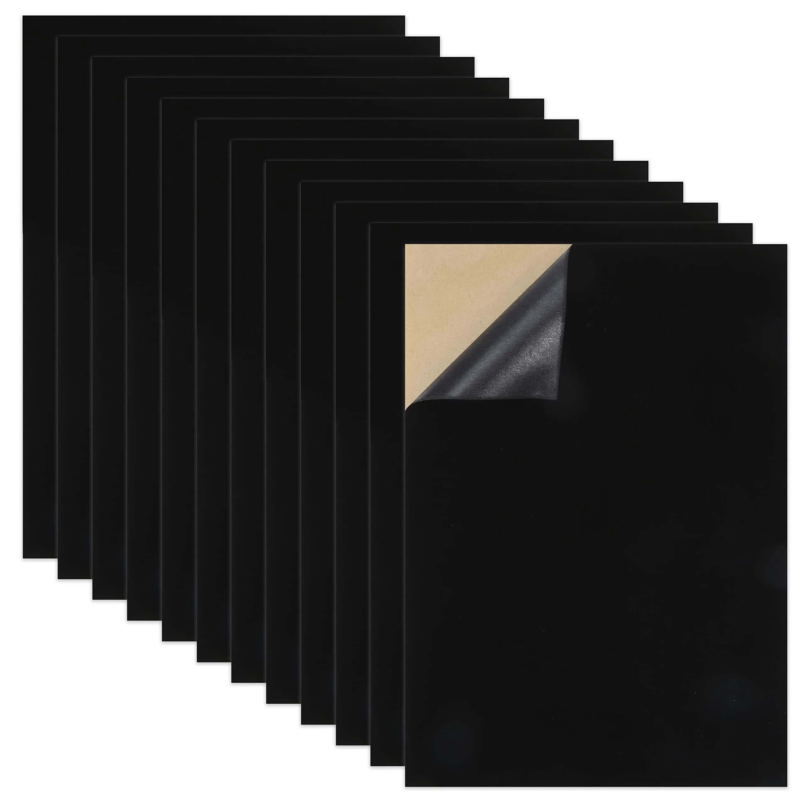 Caydo Black Self Adhesive Felt Sheets 12PCS 21 cm x 30 cm (8.3" x 11.8") | Soft Velvet Fabric for Crafts - main product image