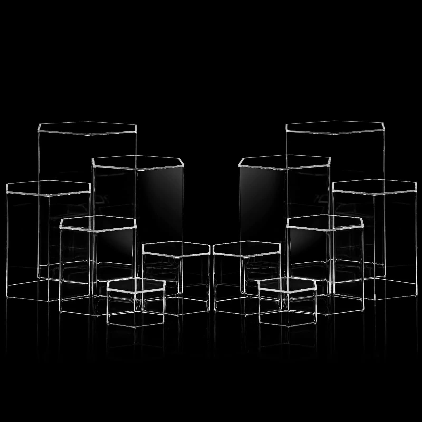 Jetec Clear Acrylic Hexagonal Jewelry Display Risers (Set of 6, Different Sizes) | Organize & Showcase Collections - main product image