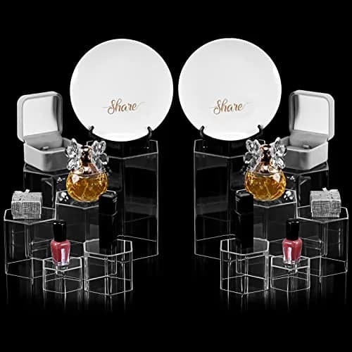 Jetec Clear Acrylic Hexagonal Jewelry Display Risers (Set of 6, Different Sizes) | Organize & Showcase Collections thumbnail 4