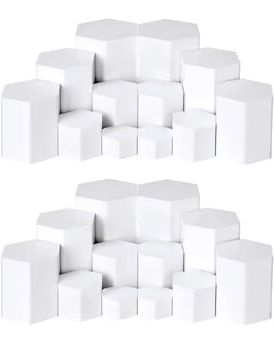 Jetec White Hexagonal Jewelry Display Risers Acrylic Stands Set of 6 | Classic Elegant Design for Home & Retail thumbnail 1