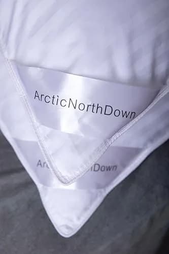 ArcticNorthDown Goose Down Feather Bed Pillows Hotel Collection Queen Pair Pillows Stripe White 51cm x 76cm (20"x30") | Luxury Cotton Cover & Gentle Neck Support thumbnail 5