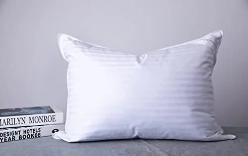 ArcticNorthDown Goose Down Feather Bed Pillows Hotel Collection Queen Pair Pillows Stripe White 51cm x 76cm (20"x30") | Luxury Cotton Cover & Gentle Neck Support thumbnail 2