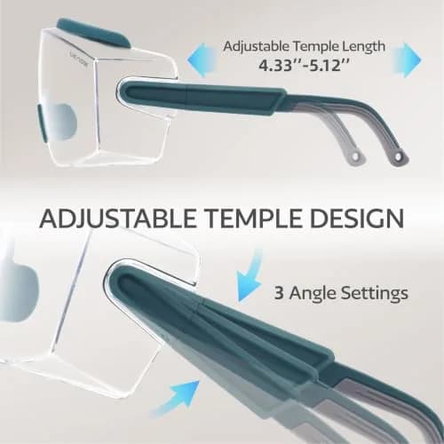 UKNOW Safety Goggles Over Glasses, Anti Fog Safety Glasses with Clear Wraparound Lens, ANSI Z87.1 Protective Eyewear thumbnail 5