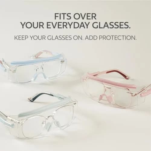 UKNOW Safety Goggles Over Glasses, Anti Fog Safety Glasses with Clear Wraparound Lens, ANSI Z87.1 Protective Eyewear thumbnail 2