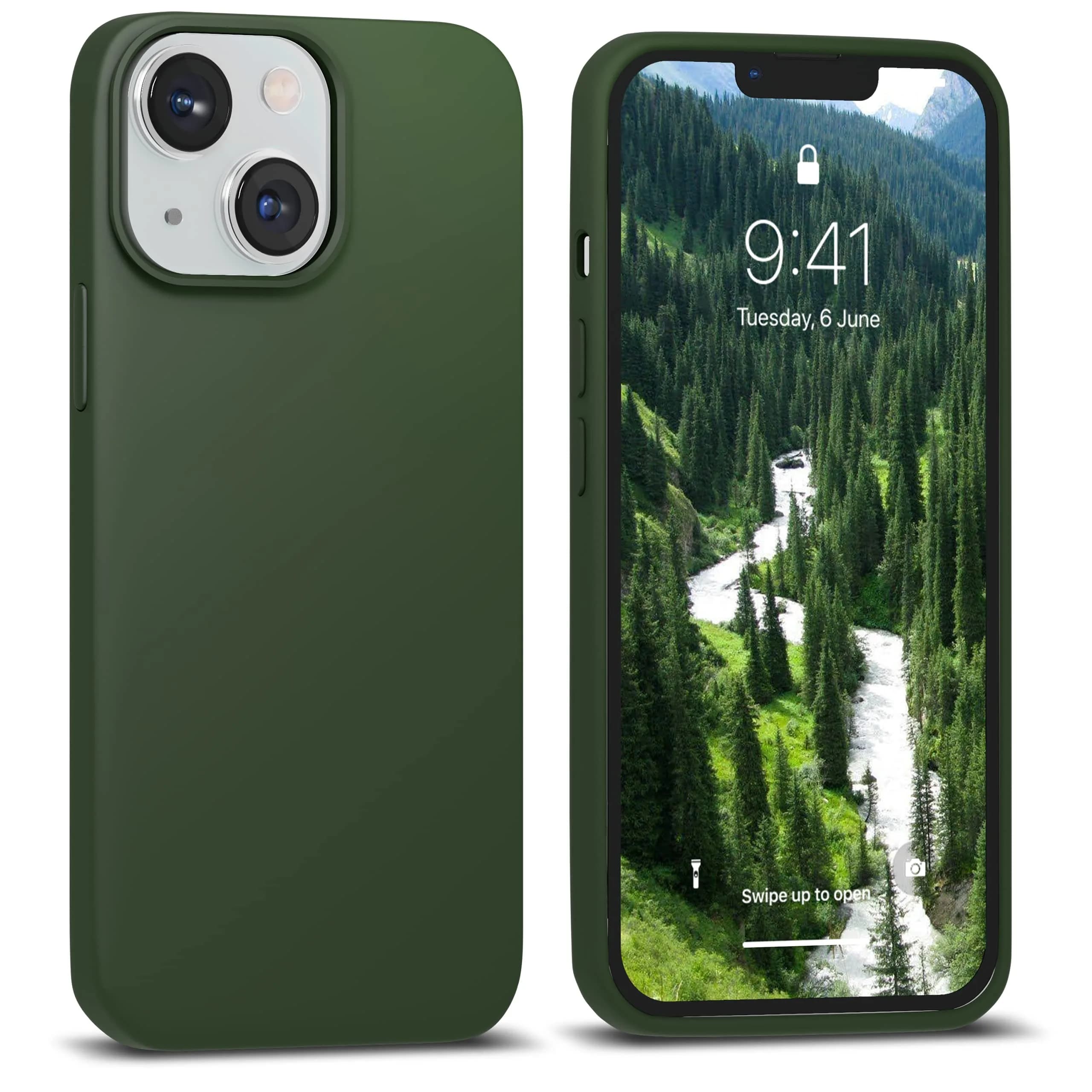 IceSword Compatible with iPhone 13 Mini Case Dark Green | Slim Shockproof Silicone Cover 5.4 inch - main product image