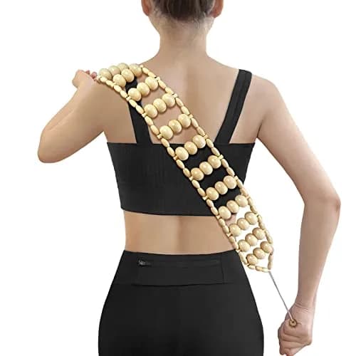 Deston Wooden Back Massager Roller Rope | Handheld Wooden Massage Tool for Back & Neck Relief thumbnail 1