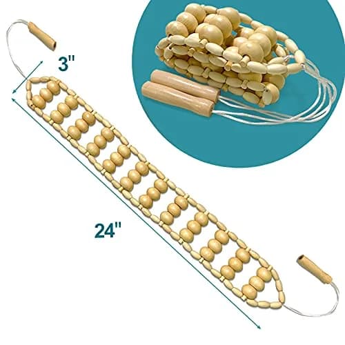 Deston Wooden Back Massager Roller Rope | Handheld Wooden Massage Tool for Back & Neck Relief thumbnail 2