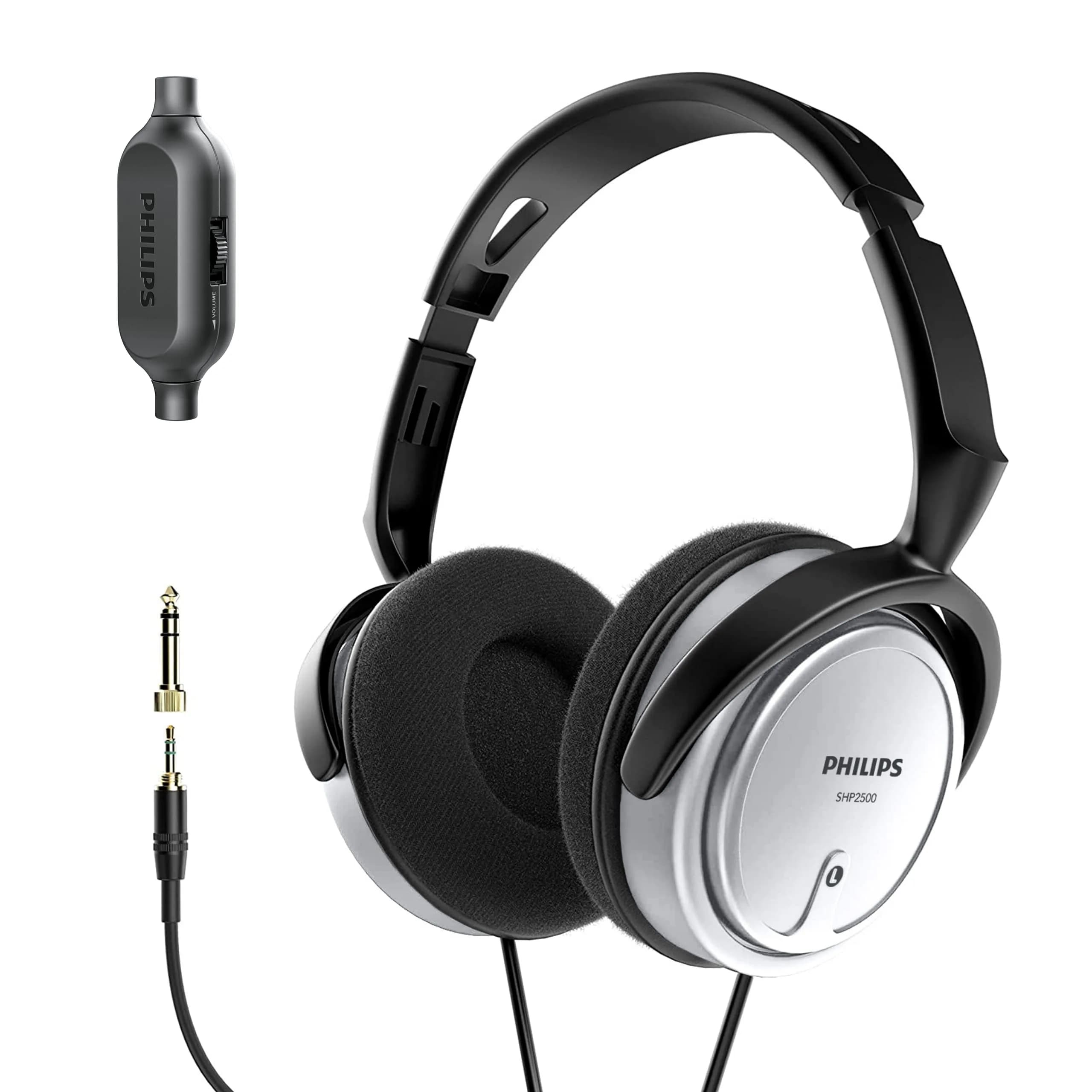 PHILIPS SHP2500 Over-Ear Wired Stereo Headphones 2m Cable | Studio Monitoring & Recording Headset with 6.3mm Adapter - main product image