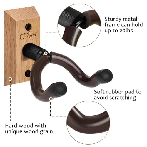 SNIGJAT Guitar Wall Mount 2 Pack, Rotatable Light Apricot Wood | Space-Saving, Versatile Display thumbnail 4