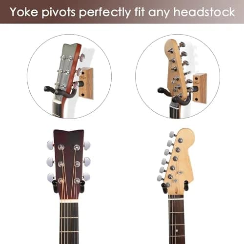 SNIGJAT Guitar Wall Mount 2 Pack, Rotatable Light Apricot Wood | Space-Saving, Versatile Display thumbnail 5