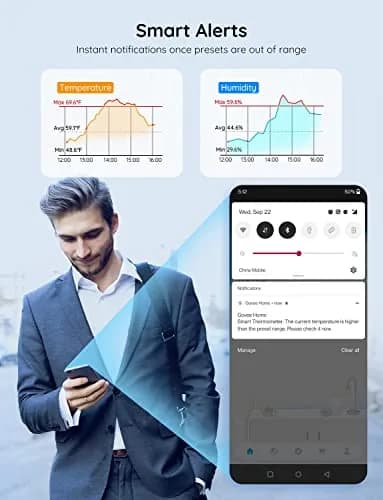 Govee Hygrometer Thermometer 3 Pack H5100 | Bluetooth Indoor & Outdoor Sensor with App Alerts thumbnail 5