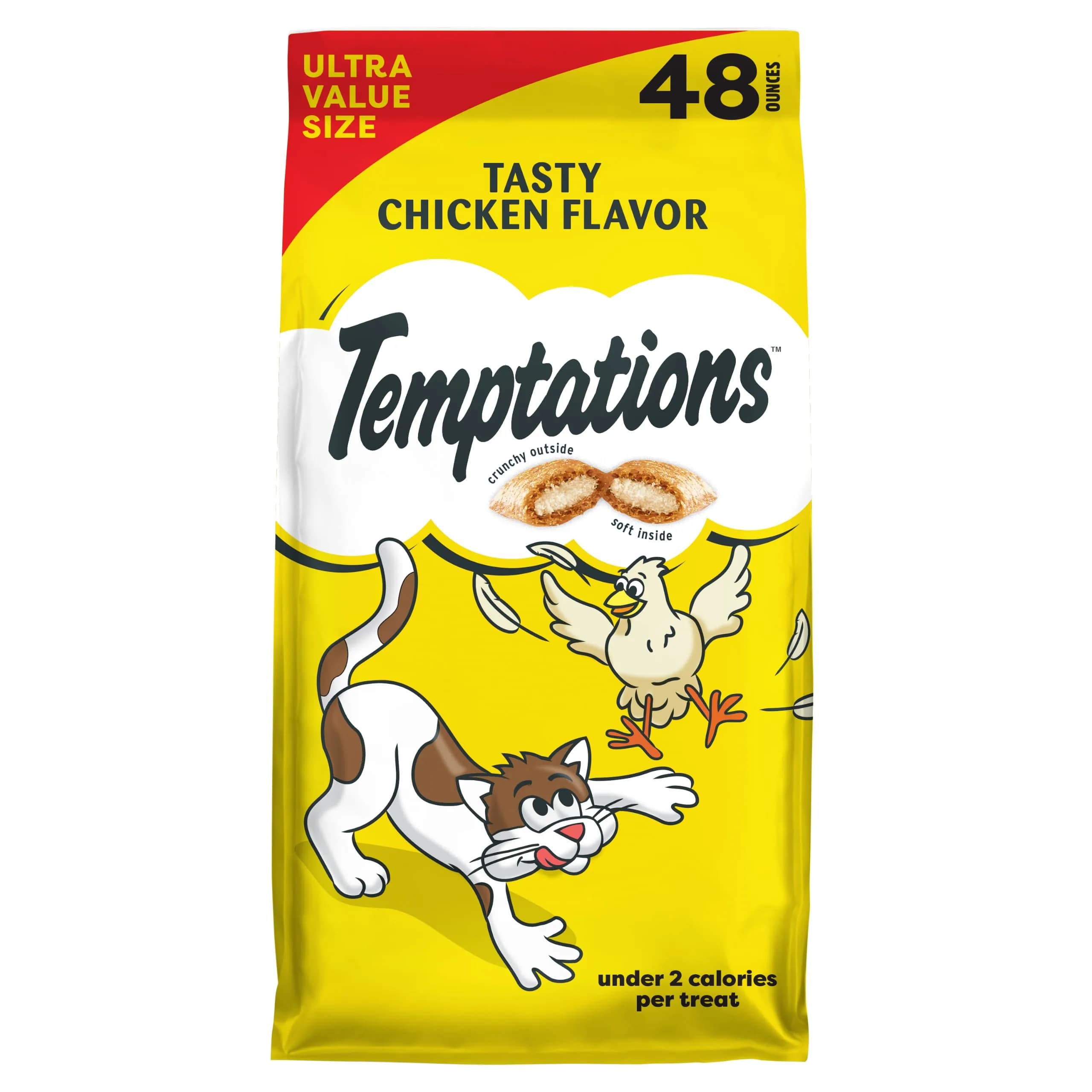 Temptations Classic Tasty Chicken Crunchy & Soft Cat Treats, 48 oz Bag