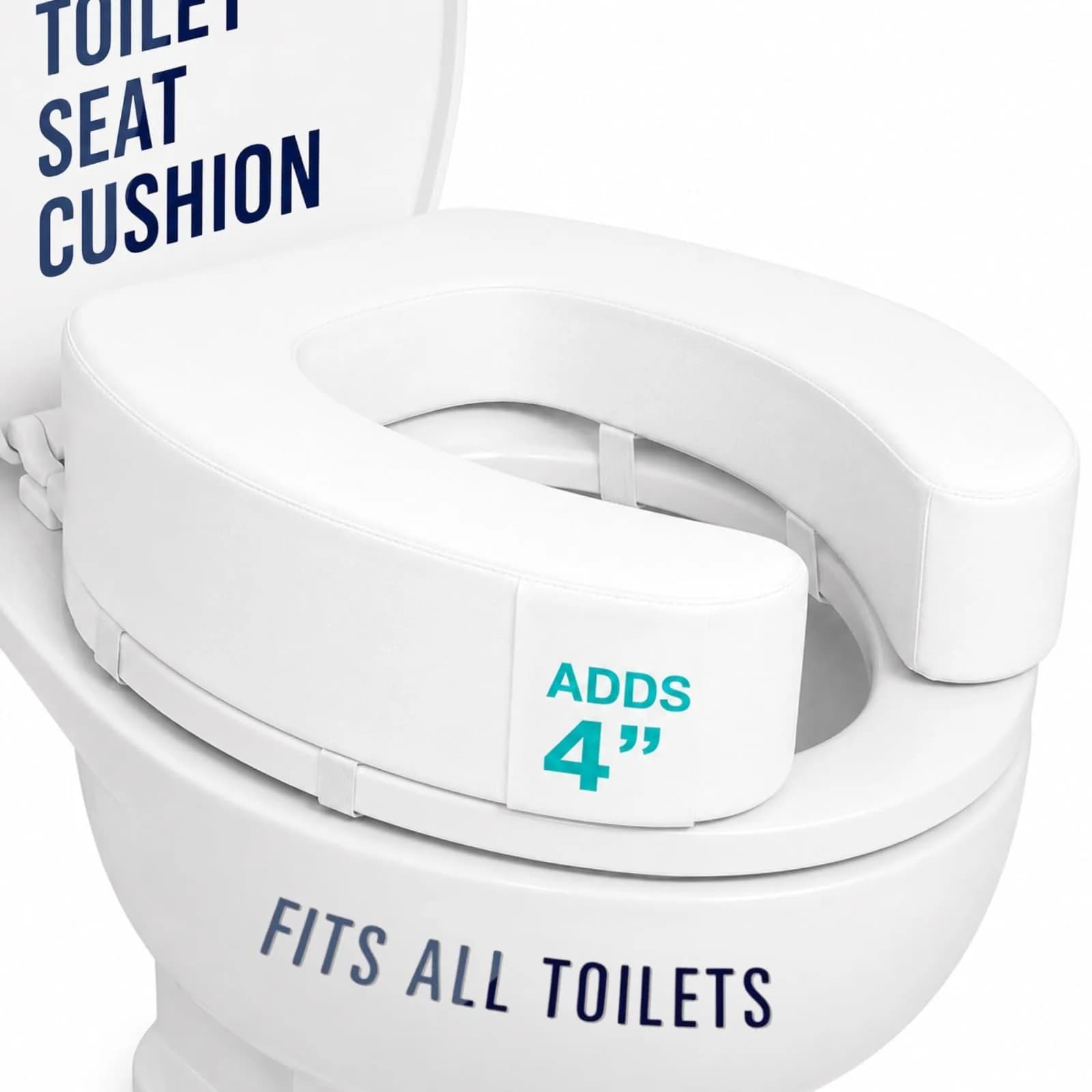 Vive Toilet Seat Cushion with 4" Foam Core - Fits Standard & Elongated Seats | Padded Comfort Riser