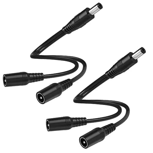 SIOCEN 2 Pack 1 Male to 2 Female DC Power Splitter Cable 2.1mm x 5.5mm | CCTV & LED Power Adapter thumbnail 1