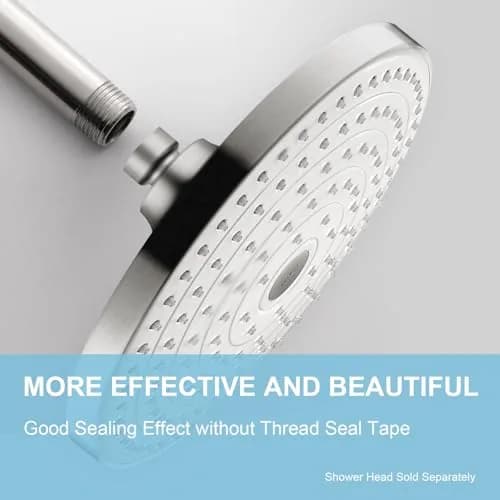OFFO 16 inch (40.46cm) Brushed Nickel Ceiling Mount Shower Arm with Flange | Straight Rain Shower Extension thumbnail 2