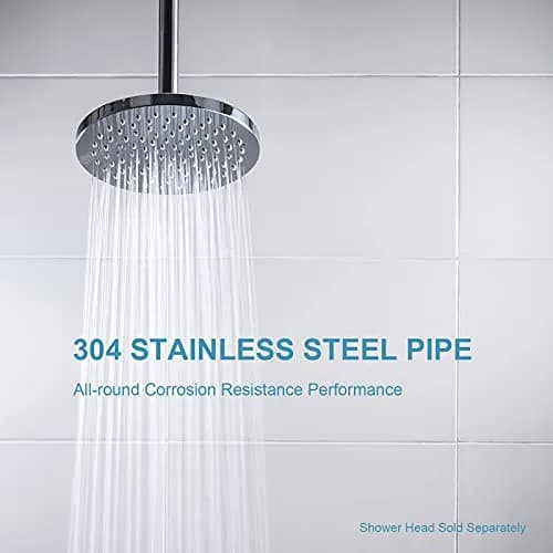 OFFO 10 inch (25.4cm) Ceiling Mount Shower Arm with Flange | Stainless Steel Chrome Finish thumbnail 3