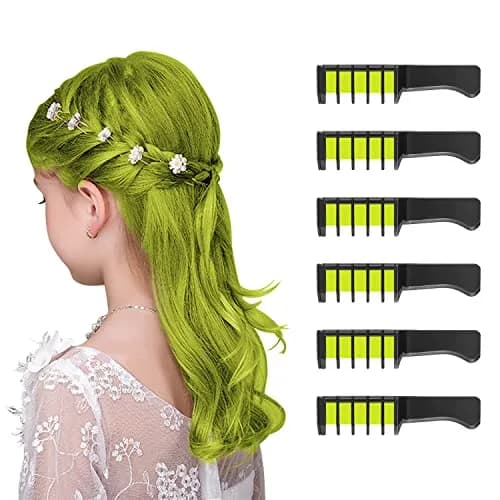 MSDADA Yellow Hair Chalk Comb 6-Piece Set | Temporary Washable Hair Color Dye for Kids thumbnail 1
