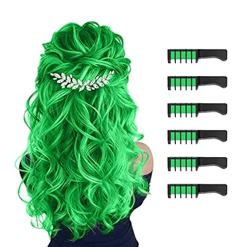 MSDADA Green Hair Chalk Comb Set (6 Pcs) | Temporary Washable Hair Color for Kids thumbnail 1